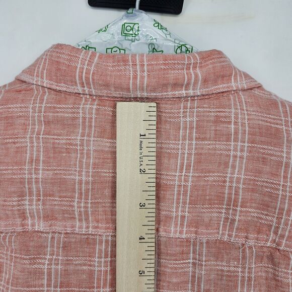 Tommy Bahama Shirt Mens XXL Linen Long Sleeve Pink Salmon Check Button Up Casual - Picture 6 of 11